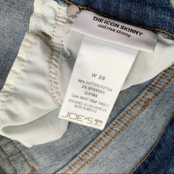 Revolve Joe's Jeans Icon Seneka Skinny Jeans medium wash Distressed Denim 25 - Picture 13 of 16